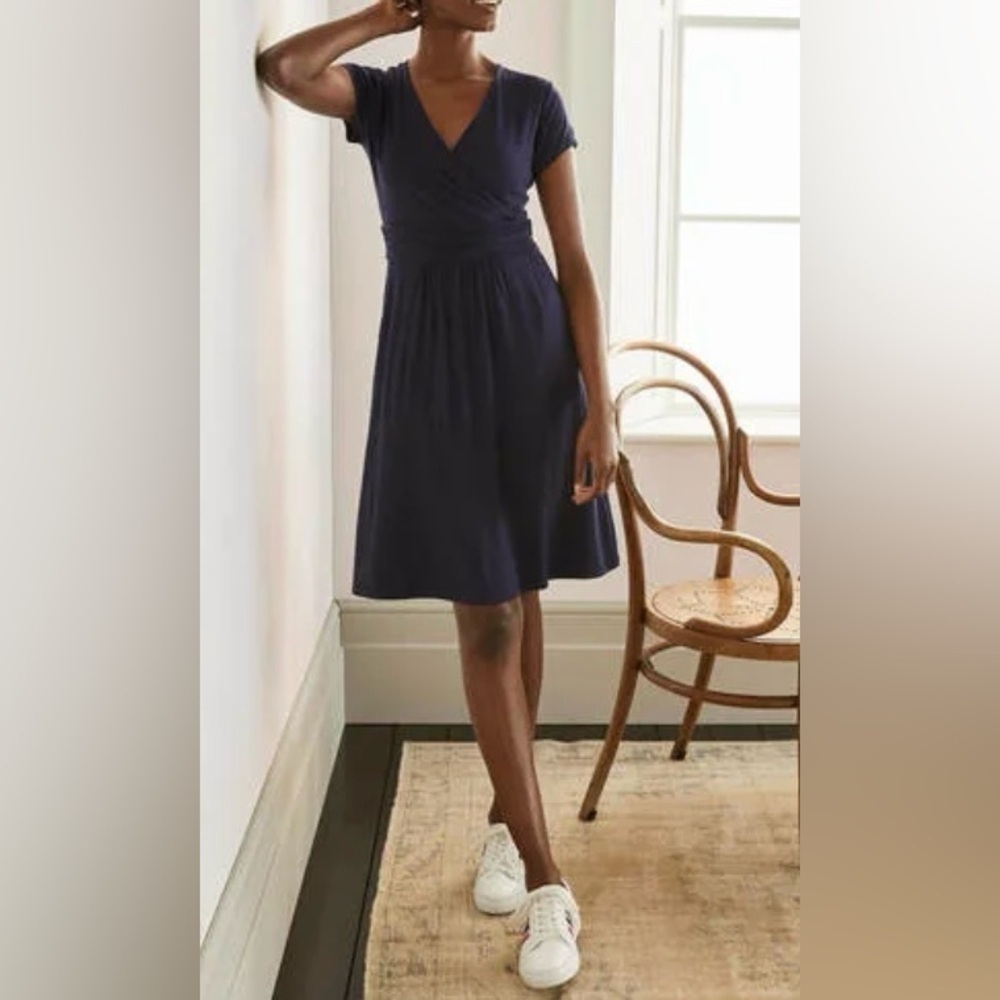 Boden Lola Jersey Navy Dress Size 8R NWT